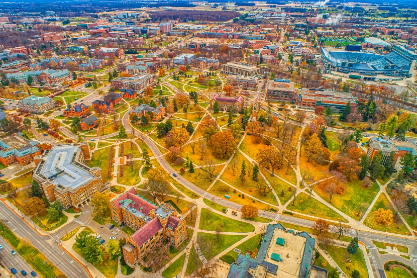 Arial view of city