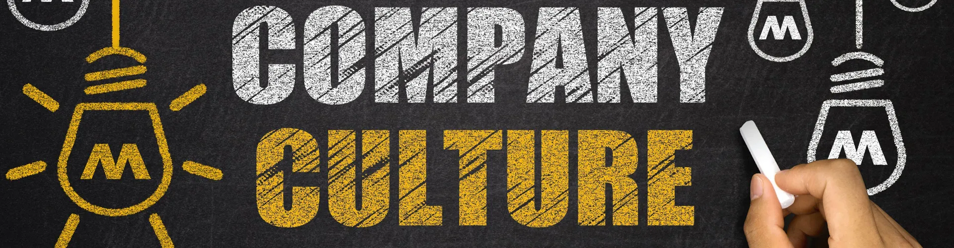 The words Company Culture are written on a chalkboard